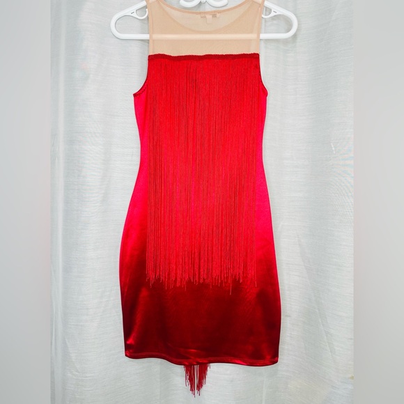 Beautiful Red Dress with Front & Back Fringes - Picture 9 of 9